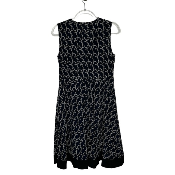 Dorothee Schumacher | Navy Eyelet Corset Lace Up Front Grosgrain Trim Dress 4/L - Picture 3 of 11